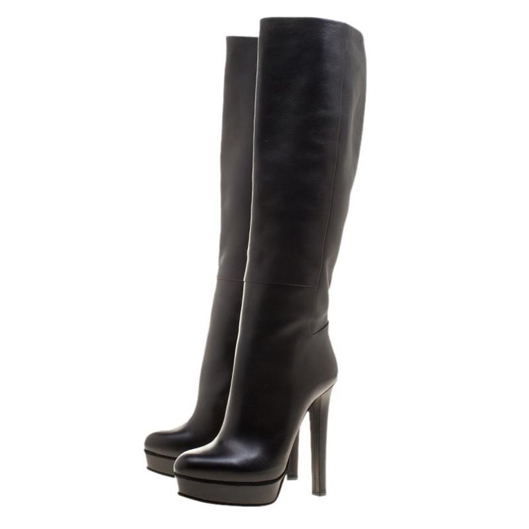 Gucci Black Leather Alexa Platform Knee High Boots Size 38 at 1stDibs ...