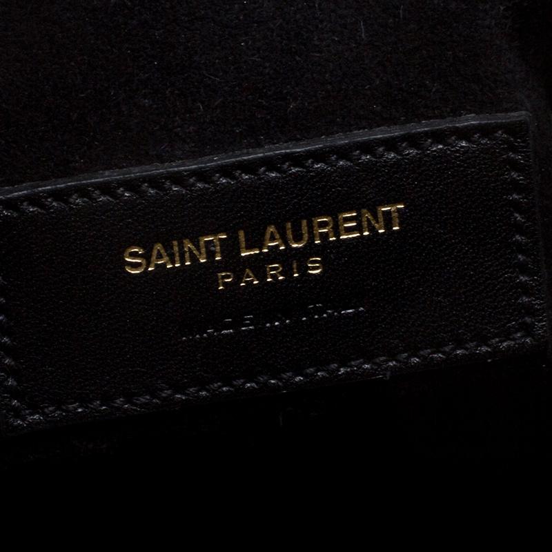 Saint Laurent Paris Black Suede Small Emmanuelle Fringed Bucket Bag 4