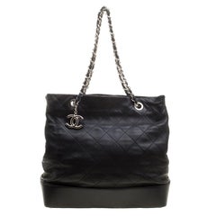 Chanel Black Quilted Leather Chain Tote