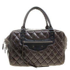 Balenciaga Anthracite Quilted Chevre Leather Satchel