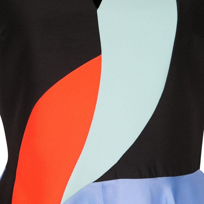 Roksanda Colorblock V-Neck Sleeveless Flared Dress M 1