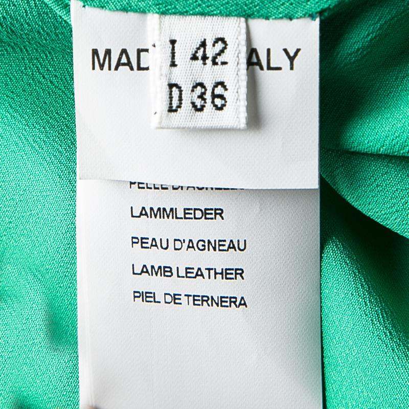 Blumarine Green Lamb Leather Zip Front Jacket M 2