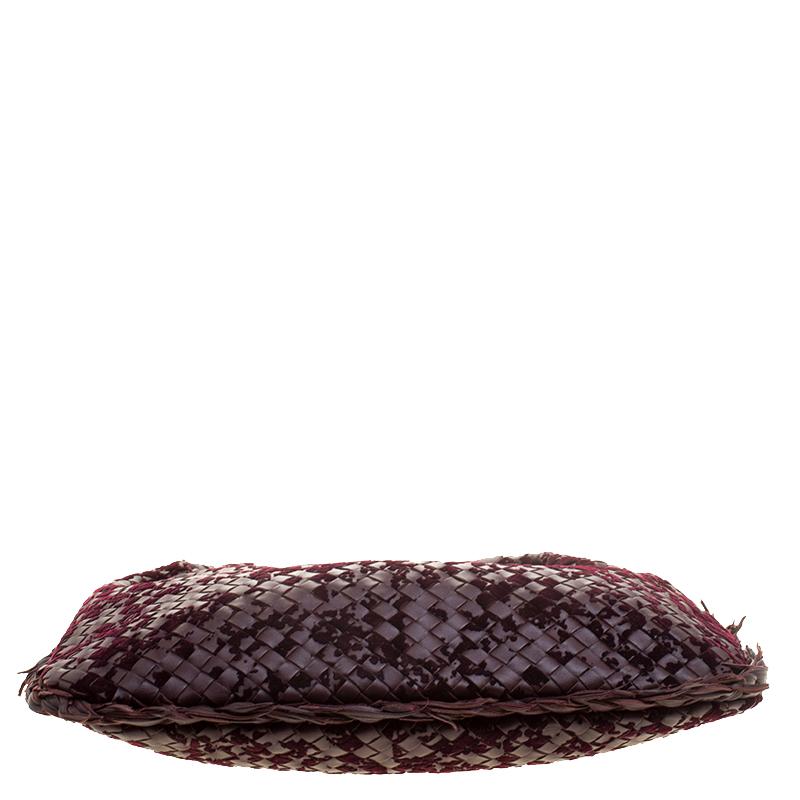 Bottega Veneta Burgundy Leather Intrecciato Velvet Speckled Hobo 6