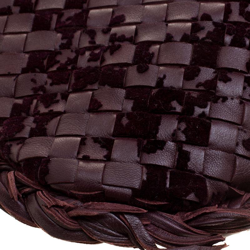 Bottega Veneta Burgundy Leather Intrecciato Velvet Speckled Hobo 7