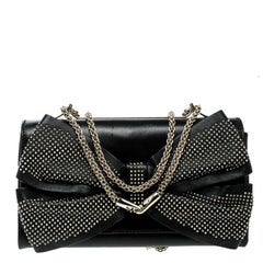 Valentino Black Leather Studded Bow Crossbody Bag