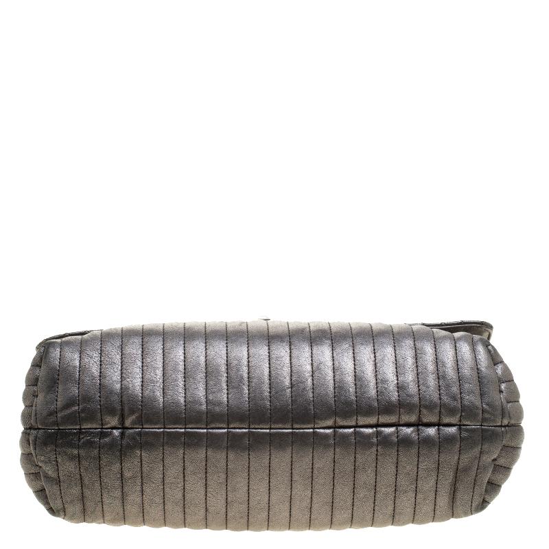 Lanvin Metallic Grey Quilted Leather Happy Shoulder Bag 5