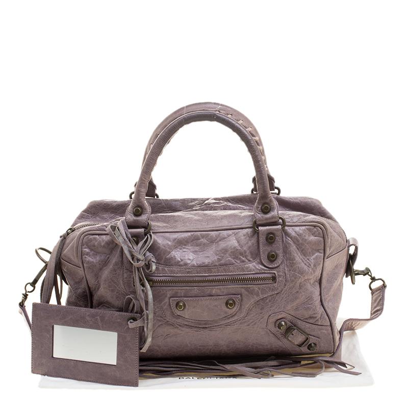 Gray Balenciaga Lilac Leather Box Bag