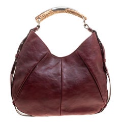 Saint Laurent Paris Burgundy Leather Mombasa Hobo