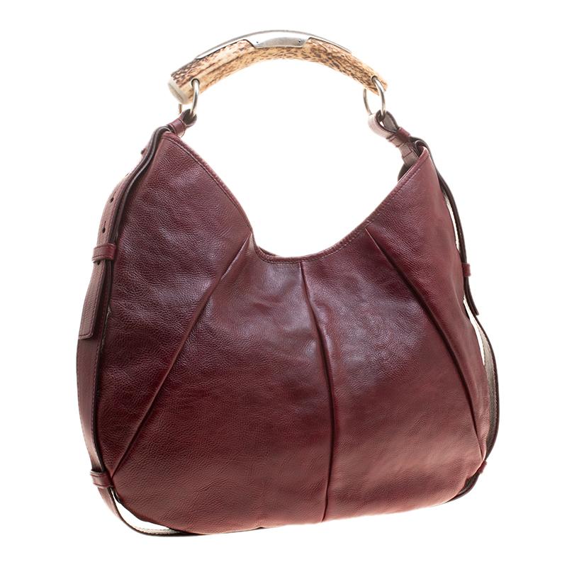 Saint Laurent Paris Burgundy Leather Mombasa Hobo 6