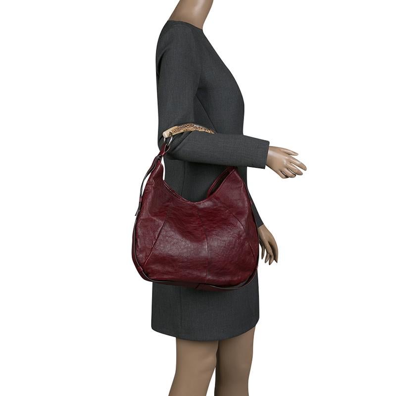 Black Saint Laurent Paris Burgundy Leather Mombasa Hobo