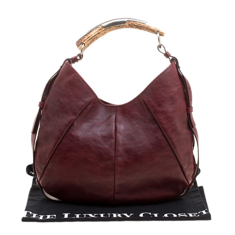 Saint Laurent Paris Burgundy Leather Mombasa Hobo 3