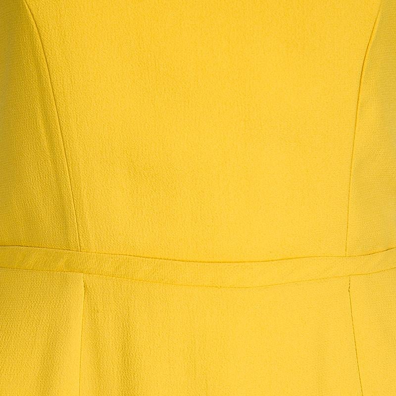 Fendi Yellow Half Peplum Sleeveless Dress S In Good Condition In Dubai, Al Qouz 2