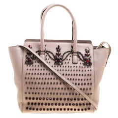 Valentino Blush Pink Leather Jewel Embellisehed Tote