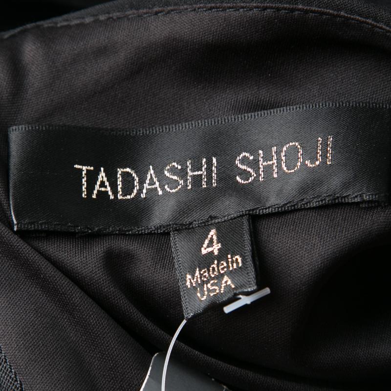 Tadashi Shoji Black Lace Applique Side Panel Detail Embellished Sleeveless Gown  2