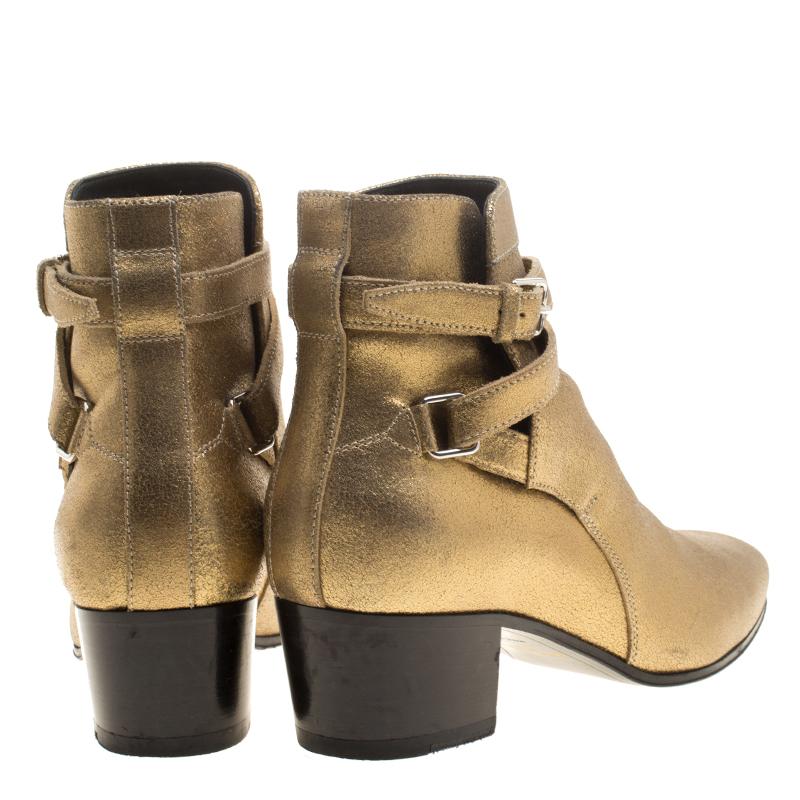 gold leather ankle boots