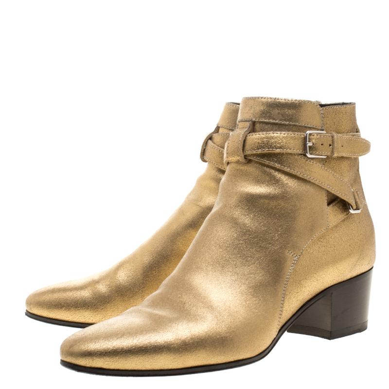 Comrade cordless yesterday Saint Laurent Paris Gold Leather Wyatt 40 Jodhpur Ankle Boots 38 at 1stDibs  | ysl gold boots