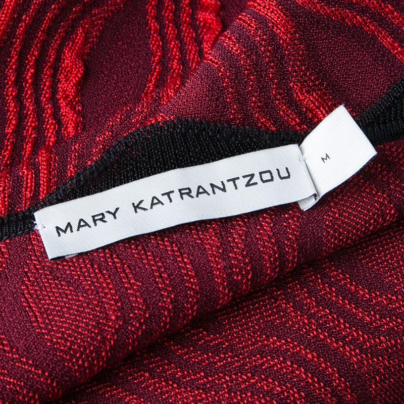 Mary Katrantzou Red Jacquard Contrast Trim Long Powden Cardigan M 1