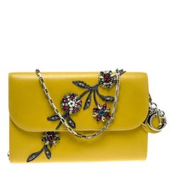 Dior Yellow Leather Jaune Vif Evening Clutch Bag