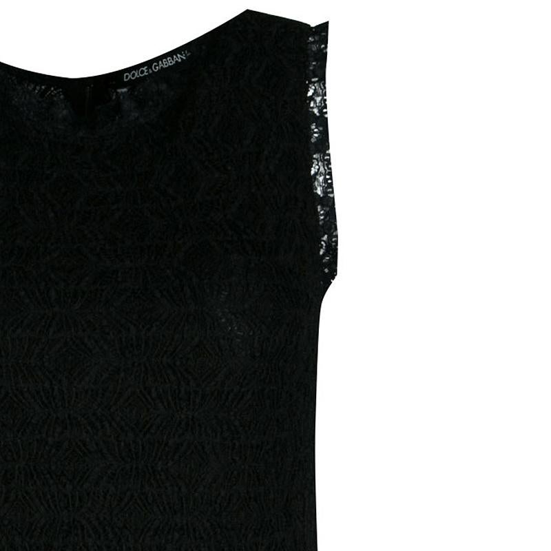 Dolce and Gabbana Black Lace Sleeveless Dress M In Excellent Condition In Dubai, Al Qouz 2