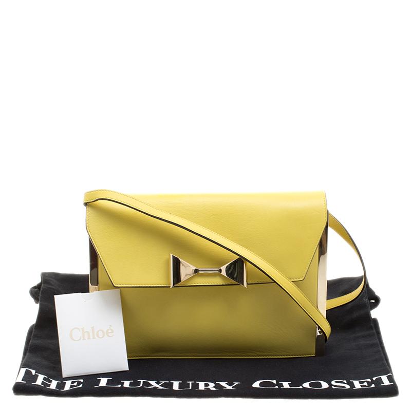 Chloe Yellow Leather Frame Bow Shoulder Bag 1