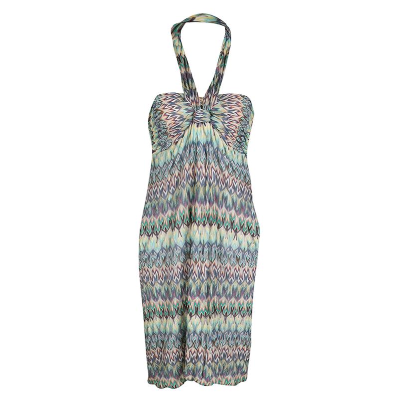 Missoni Multicolor Patterned Knit Halter Dress M