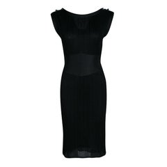 Chanel Black Knit Shoulder Button Detail Sleeveless Dress M