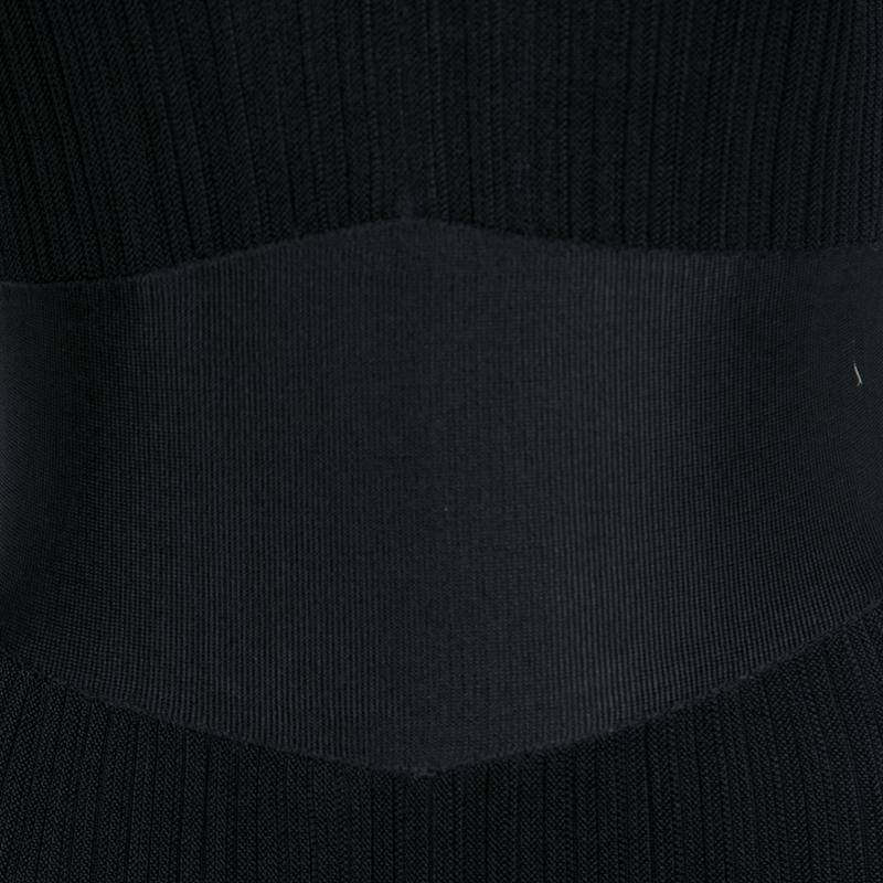 Chanel Black Knit Shoulder Button Detail Sleeveless Dress M 2