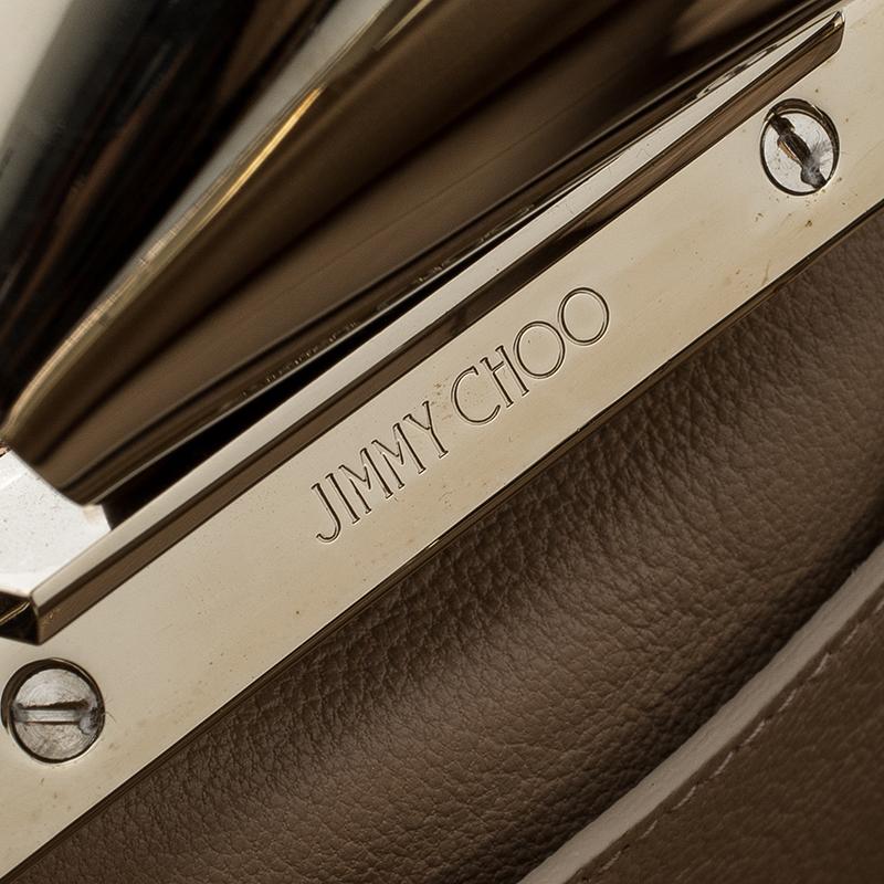 Jimmy Choo Gold Leather Cara Chain Clutch 2