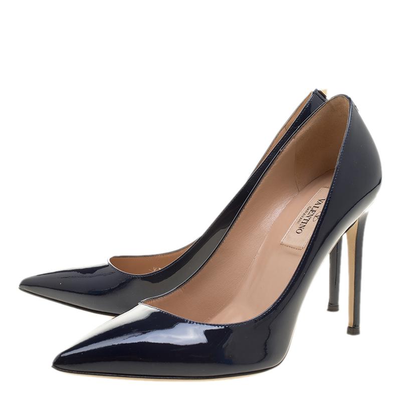 Valentino Blue Patent Leather Pointed Toe Pumps Size 37 3