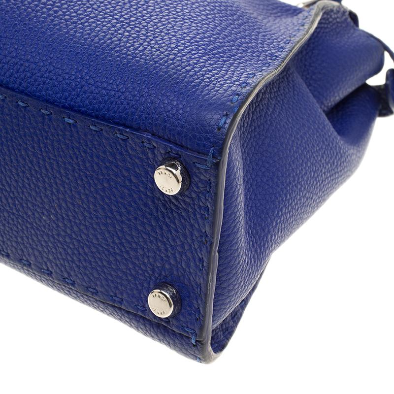 Fendi Blue Leather Small Peekaboo Top Handle Bag 1