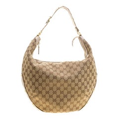 Gucci Beige GG Canvas and Leather Biba Hobo