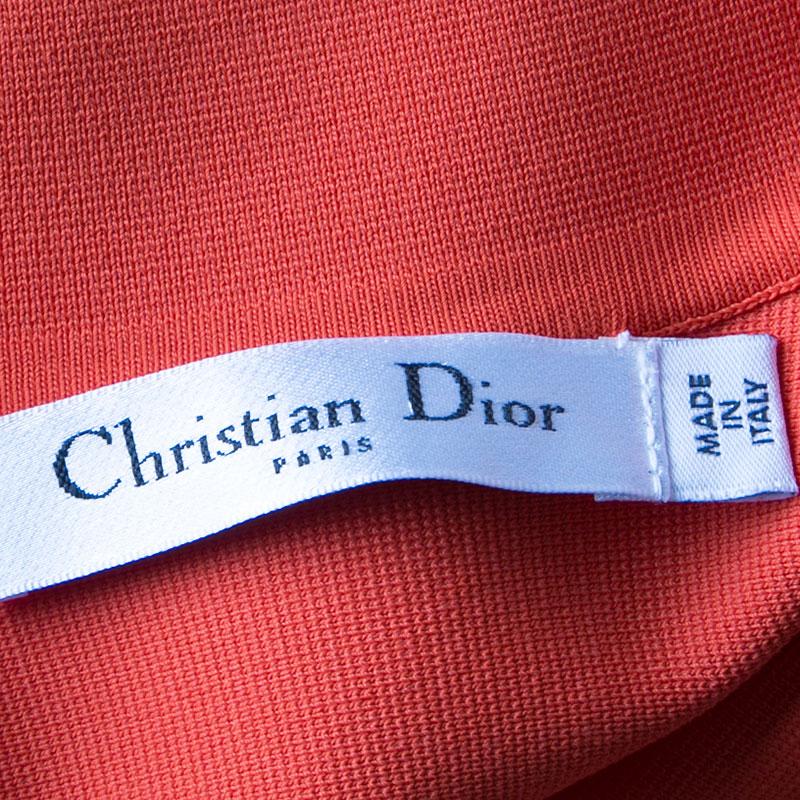 Dior Orange Pleat Detail Zip Front Dress M In Excellent Condition In Dubai, Al Qouz 2