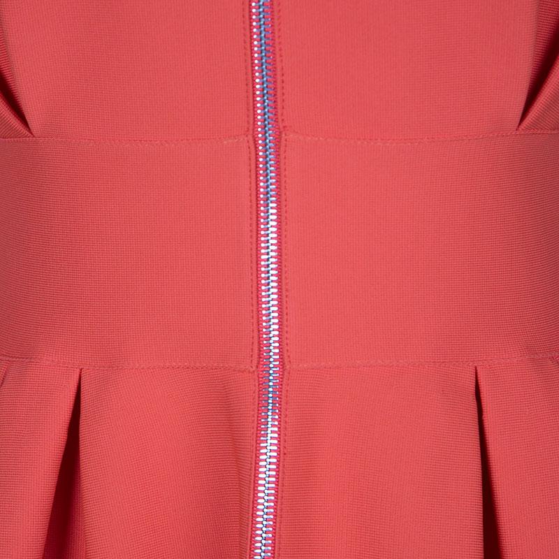 Dior Orange Pleat Detail Zip Front Dress M 1