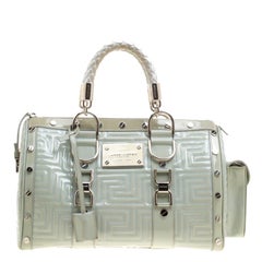 Versace Mint Green Quilted Patent Leather Snap Out Of It Satchel