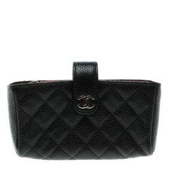 Chanel Black Quilted Leather iPhone Pouch