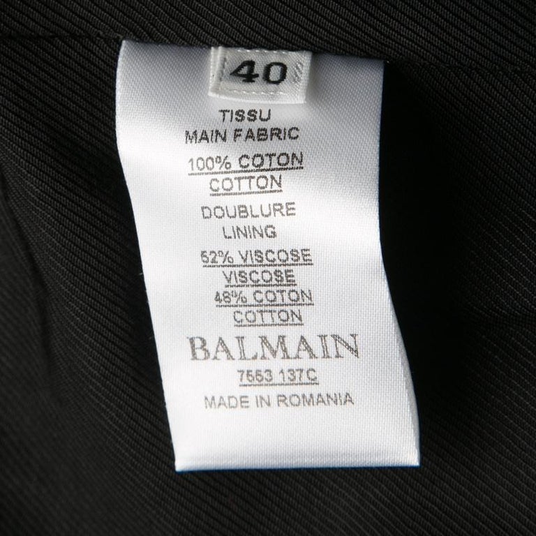 Balmain Monochrome Textured Cotton Tailored Blazer M For Sale at 1stDibs