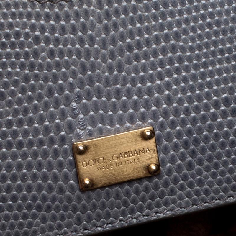 Dolce and Gabbana Grey Iguana Embossed Leather Monica Satchel 5