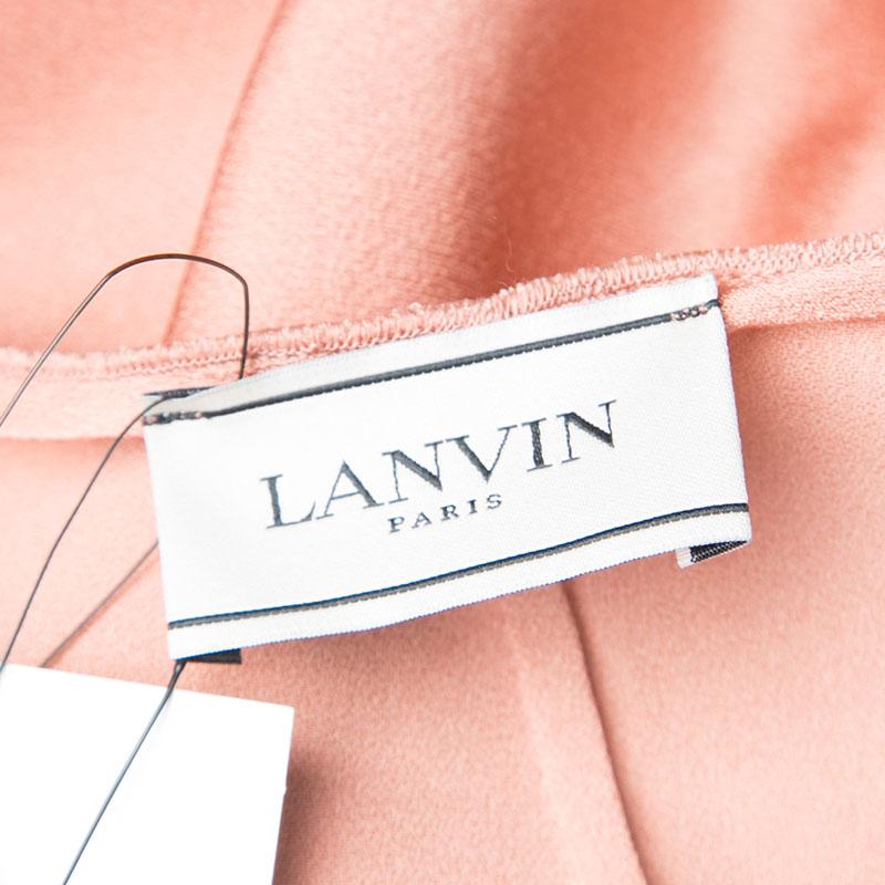 Women's Lanvin Peach Pleat Detail Long Sleeve Dress S