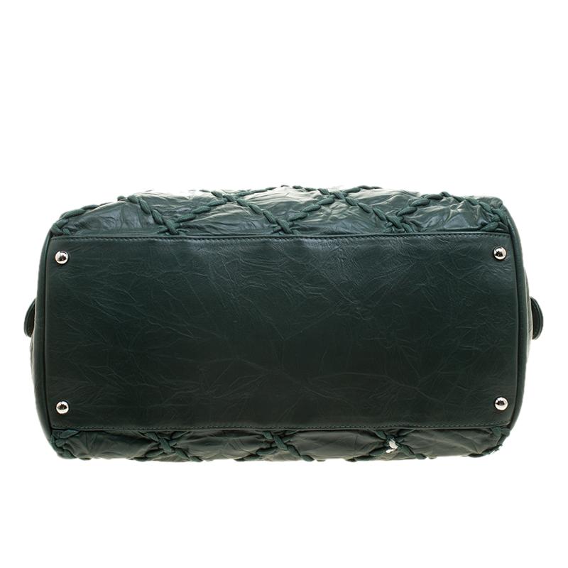 Chanel Green Quilted Crinkled Leather Ultra Stitch Satchel 3