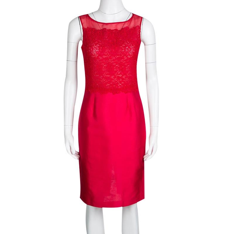carolina herrera red lace dress