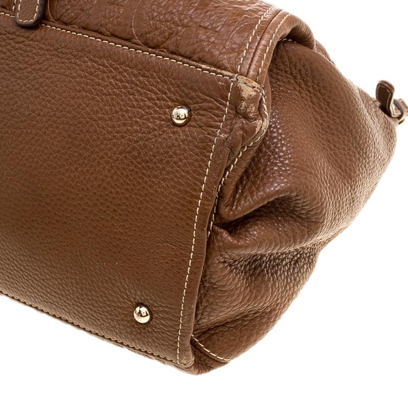 Carolina Herrera Brown Monogram Leather Shoulder Bag 3