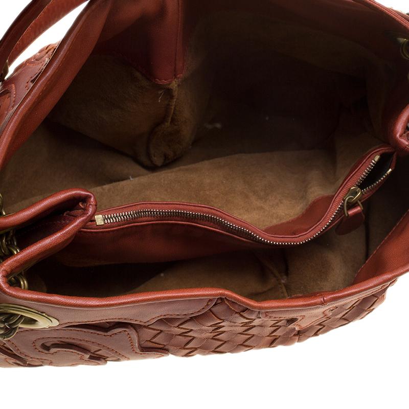 Women's Bottega Veneta Copper Intrecciato Leather Shoulder Bag