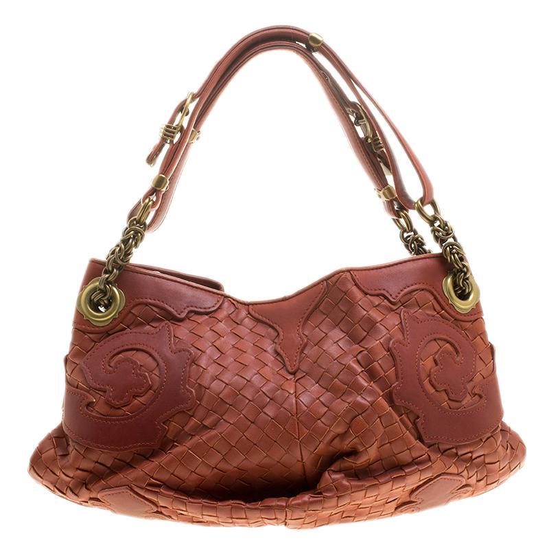 Bottega Veneta Copper Intrecciato Leather Shoulder Bag