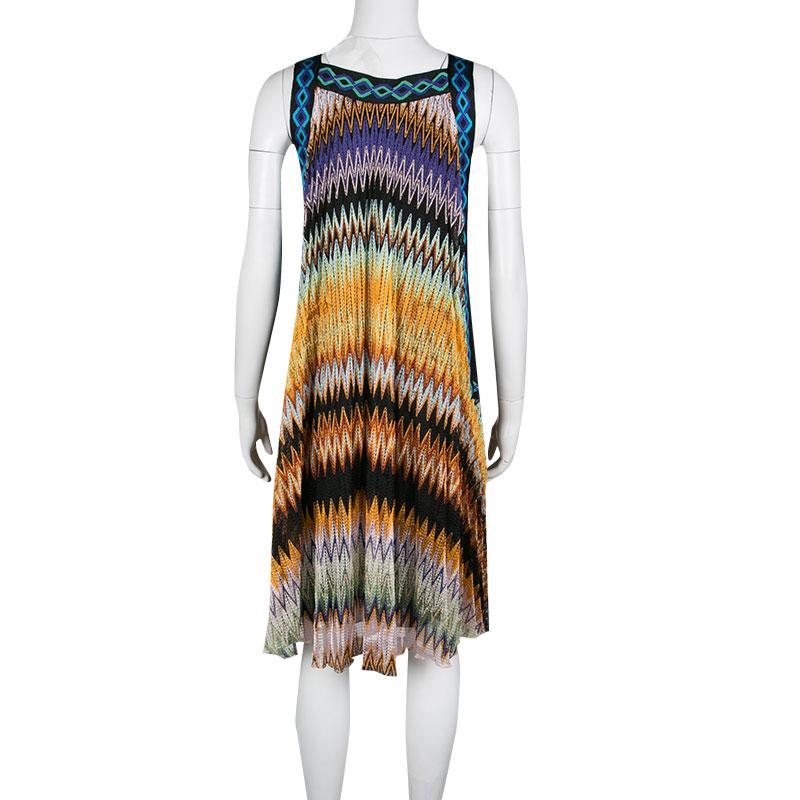 Black Missoni Multicolor Perforated Textured Knit Sleeveless Dress S