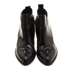 Louis Vuitton Black Leather Pointed Toe Ankle Boots Size 40