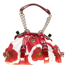 Versace Multicolor Printed Canvas and Patent Leather Madonna Framed Satchel