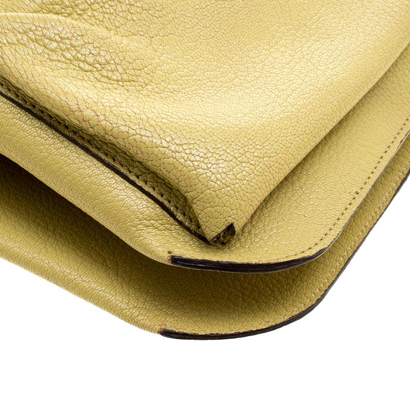 Women's Marni Yellow Green Leather Bandoleer Crossbody Bag