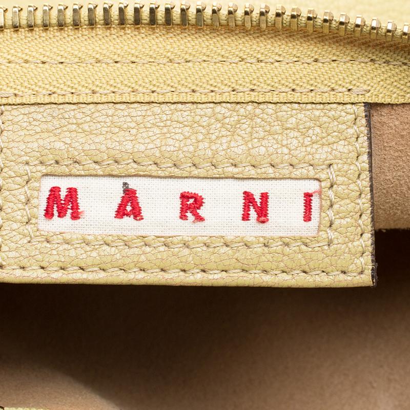 Marni Yellow Green Leather Bandoleer Crossbody Bag 1
