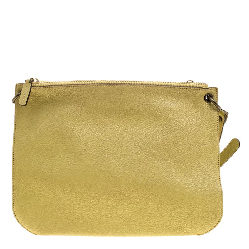 Marni Yellow Green Leather Bandoleer Crossbody Bag 3