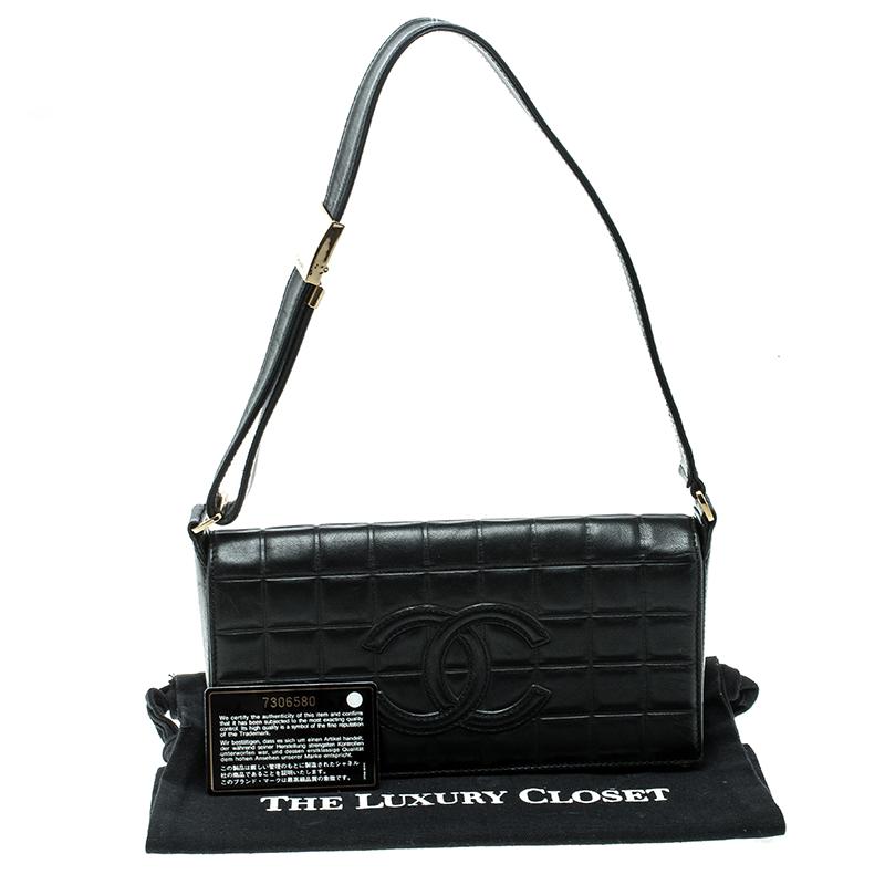 Chanel Black Chocolate Bar Leather East West Shoulder Bag 1